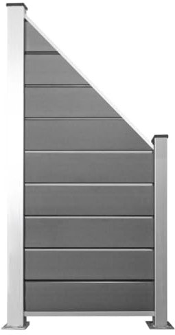 HORI Design WPC Sichtschutz Schrägelement Stecksystem Zaun Gartenzaun & Lamellenzaun Windschutz Zaunelemente, Modernes Design für Garten & Terrasse Farbe Grau