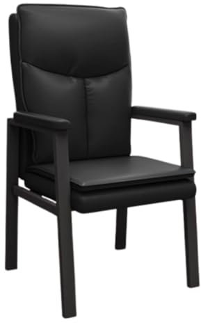 Moderner Gästestuhl aus Leder mit Armlehnen und Metallbeinen, ideal für Bürobesprechungen, Konferenzen und Wartezimmer, stilvoller Polstersessel in Nero Farbe