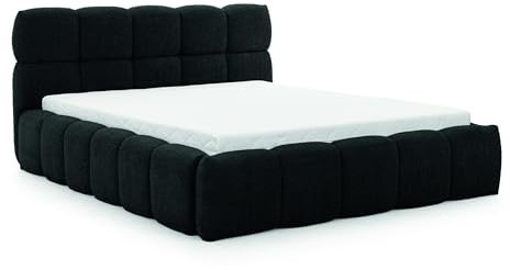 FURNISTAR Polsterbett Sofia 200x200 mit Bettkasten, Doppelbett mit Stauraum und Lattenrost, Boxspringbett-Optik, ohne Matratze, Bett - Schwarz