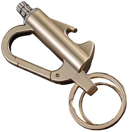Generic Keychain Lighter Match, Lighter Holder Keychain, Keychain Lighter Match Strike, Waterproof Fire Starter, Metal Match Emergency Lighter for Camping, Hiking, Survival Gear (Gold)