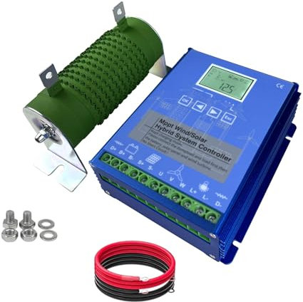 HYZHANHONG Controlador de Carga eólica MPPT de 1000 W a 1500 W, regulador de Potencia para aerogeneradores de 12 V/24 V, Resistente al Agua, para Sistemas de turbinas eólicas.,12V