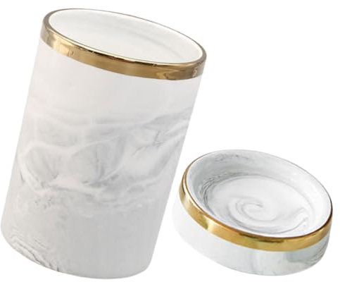 LABRIMP Portaposate da Tavola Effetto Marmo in Ceramica per Cucina