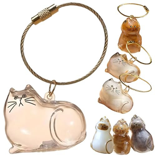 Porte-clés capsule commémorative en poils de chat – Boîte souvenir transparente en forme de chat pour les amoureux des chats, pour la perte d'un ami à fourrure