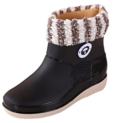 Botas de goma para mujer, resistentes al agua, botines de lluvia, forradas, botas de lluvia, botas de jardín, botas de jardín, botas de goma, botas de trabajo, zapatos de trabajo, Negro , 40 EU