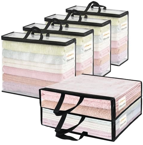 Vieshful 6 Stück Klare Aufbewahrungstaschen 22L PVC Netz, Schwarz | Mit Etikett und Reißverschluss, ideal für Kleidung, Decken, Bettwäsche, Puppe und Unterbett-Aufbewahrung