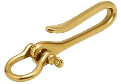 OHEETU U-Shape Fish Hook Keychain Heavy Duty Belt Clip Key Ring with Shackle for Wallet Chain Pocket Purse Accessory(Gold Color)