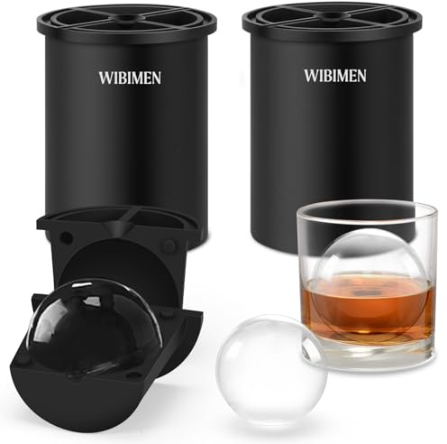 Klarer Eiswürfelbereiter, 6,4 cm Eisbälle, Eisballbereiter aus kristallklarem Edelstahl, BPA-freie Premium-Silikon-Eiswürfelformen für Whisky und Cocktails (Schwarz,2 PACK)