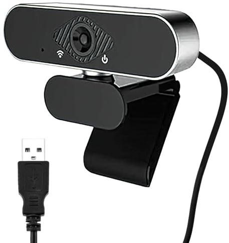 HD Webcam for PC with Microphone 1080P/30fps 90°View Computer Camera Noise Canceling for MAC Auto Light Correction USB Camera Plug and Play for Live Streaming Video Calling Conferences Gaming - Black
