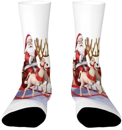 FekiLoot Santa Claus Reindeer Sled Sock Breathable Short Casual Socks Odor Resist Running Sock Mini Cute Crew Socks for Men Women