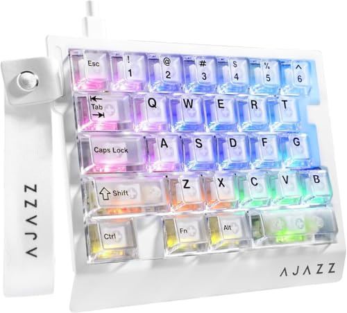 AK029 Wired 29 Keys One-Handed RGB Gaming Keyboard with 8000HZ,0.01mm RT Magnetic Switches Adjustable Actuation,Hotswappable Mechanical Keyboard,Aluminum Plate,Web Driver for Gamers-Transparent White