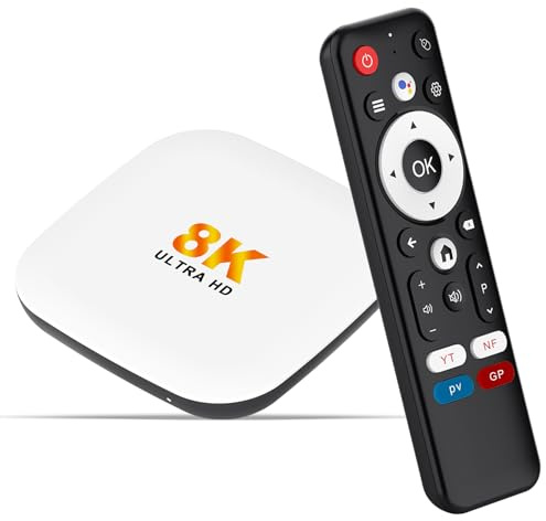 LEFFOT Android 14.0 TV Box 2025, M2 Plus 4K Ultra HD Smart IP-TV Box, 4GB RAM + 32GB ROM, Soporte 8K Decodificación, Control de Voz, 2.4G y 5G WiFi 6, BT 5.4, HDR10, RK3528 Quad-Core Arm Cortex A53