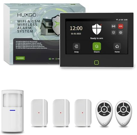 HUXGO® HXA700 Alarma casa inalámbrica WiFi + gsm 4G con Sirena integrada | Kit Alarma inalámbrico con 1x Sensor Movimiento y 3X sensores Puerta/Ventana | Tuya Smart Life App
