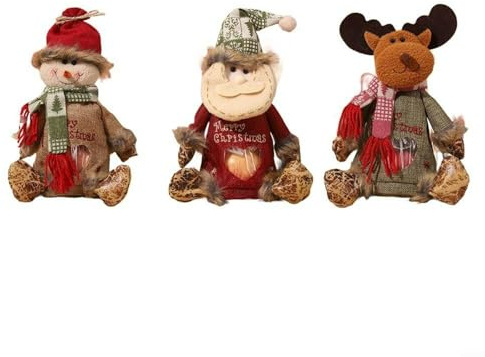 Advokingtap Juego de tres bolsas reutilizables de regalo de Navidad con cremallera, diseños de Papá Noel y muñeco de nieve, tela alternativa a las bolsas de regalo de vacaciones tradicionales para