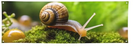 Welcome Banner Snail Crawling Flag Photography Backdrop Birthday Background Wall Decor Sign 24 x 71 Inch Photo Props Banner and Sign Flag for Fence Garden Indoor Outdoor Party Decor