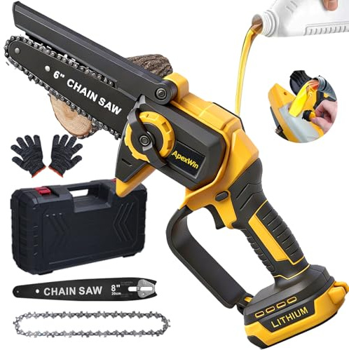 Compatible con mini motosierra inalámbrica Dewalt de 18 V de 8 y 6 pulgadas, sin escobillas, tensión de cadena sin herramientas, engrasador automático, mini sierra de mano de seguridad para ramas de