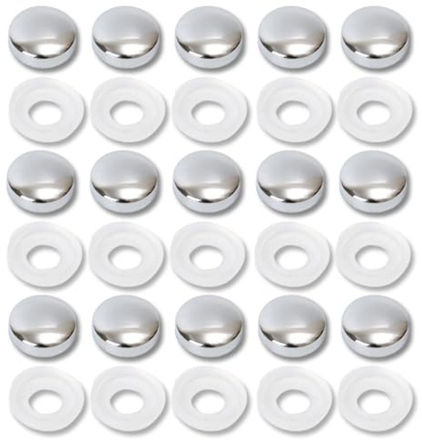 XIYING 15 Pcs Screw Caps, Screw Covers, Silver Screw Caps Head Covers Cap, Mirror Screws Cap, Suitable for Bathroom Vanities and Kitchen Cabinets