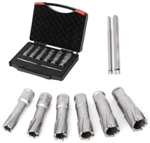 Hoppipola TCT - Set di 6 punte per trapano anulari da 16-26 mm, per foratura magnetica su ferro e acciaio inossidabile, fresa in metallo duro