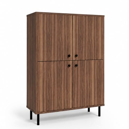KOBI Commode à Quatre Portes Venus 113 x 100 cm - Couleur Noyer