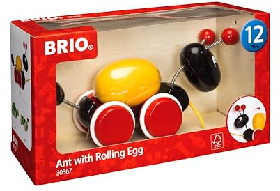 BRIO 30367 Dragleksak myra med ägg | Ant with Rolling Egg 2 delar Dragleksak. Från 12 månader. Klassiker.