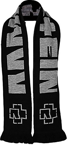 Rammstein Fan Schal aus 100% Acrylwolle, Schwarz mit Weißem Strick, Offizielles Band Merchandise