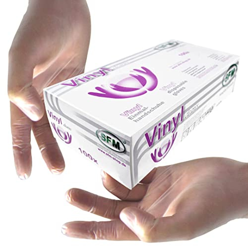 SFM ® CLEARIES Vinyl : S, M, L, XL klar puderfrei Einmalhandschuhe Einweghandschuhe Untersuchungshandschuhe Vinylhandschuhe XXL (200)