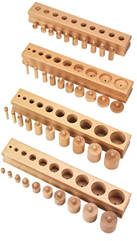 Montessori Einsatzzylinder, Montessori-Material zur Freiarbeit, Set mit 4 Holzblöcken