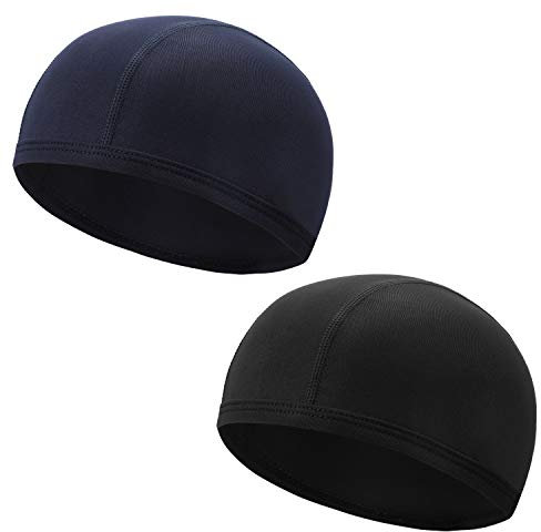 QKURT Fahrrad Skull Cap, 2pcs Atmungsaktiv Sommer Unter Helm Hut Perfekt für Laufhut, Skull Cap oder Sportbeanie Motorrad