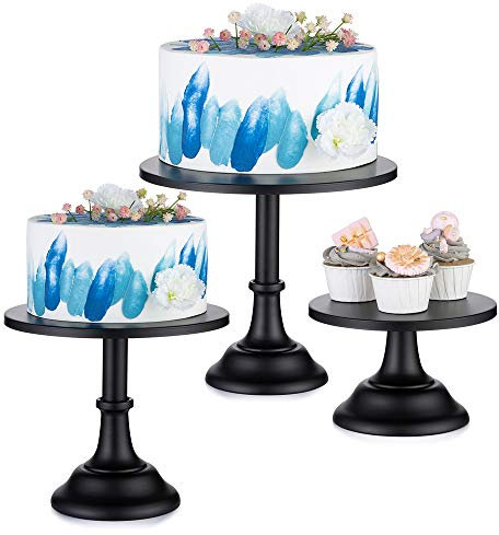 NUPTIO 3 Teiliges Tortenständer Set Rund Metall Cupcake Ständer Dessert kuchenstand mit Schlichtem Design, Schwarz