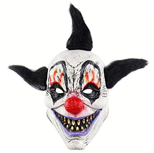 IBLUELOVER Halloween Mask Full Face Clown Witch Assassin Latex Mask Zombie Devil Ghost Ghost Sloth Mask with Hair Horror Creepy Party Props Fancy Dress Cosplay Costume for Theme Party Nightclub