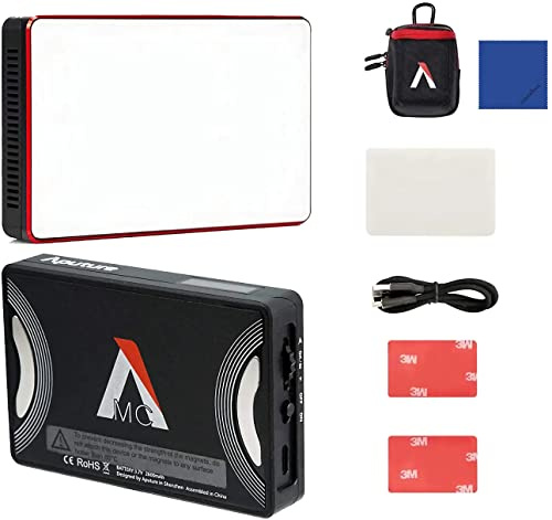 Aputure MC RGBWW LED Video Film Light with Full HSI Color Control and CCT Range of 3200K-6500K USB-C PD and Qi Wireless Charging for Video Filming