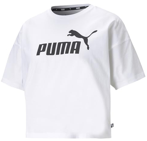 Puma Damen Crop Top ESS Cropped Logo Tee, White, XS, 586866