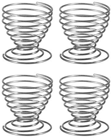 Cabilock 4 Pcs En Acier Inoxydable Plateau À Oeufs Coquetier Mini Fil De Ressort Porte-Oeuf Stand Oeuf À La Coque Support De Stockage Pour Restaurant À La Maison