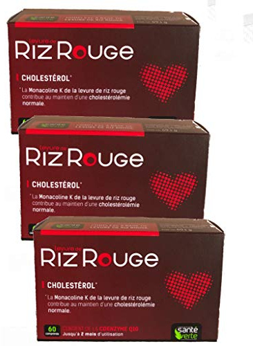 SANTE VERTE LEVURE DE RIZ ROUGE + formule renforcee 60cps - Lot de 3 Boites de 60 Comprimés