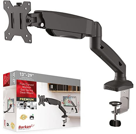 Barkan Monitor Halterung Einarm 13-34 Zoll LED/LCD Schreibtisch Bildschirm Halterung, Gasdruckfeder arm, Monitor Tischhalterung neigbar/schwenkbar/höhenverstellbar, Ergonomischer, hält bis 6Kg