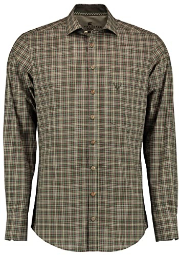OS Trachten Herren Hemd Langarm Jagdhemd Snibi, Größe:43/44, Farbe:Oliv
