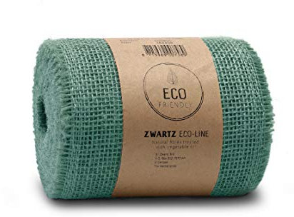 Juteband, Tischläufer, Soft Jute, Natur/Farbig 15 cm breit, 10 m Rolle | Tischband Deko Hochzeit rustikal Natur/Farbig (Mint)