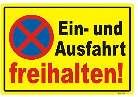 Goodvia Ein- und Ausfahrt-Freihaltenschild - Metall, reflektierend, 44×30 cm, Aluminium, UV-Schutz