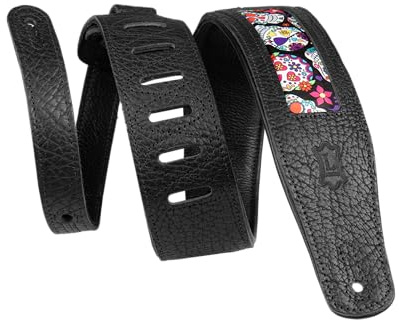 Levy's Leathers Unisex-Erwachsene Levy's Calaca Series Leder, 6,4 cm (2,5 Zoll) Gitarrengurt, Calavera Augen und Totenkopf, 2.5