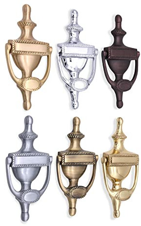 Infinity Decor Türklopfer, traditionelles georgisches Urnen-Design, massives Messing, 15,2 cm, für Haustür (poliertes Chrom)