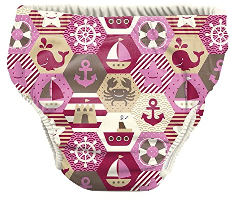 Pss! - Pannolino per Bambini per l'Acqua - Modello Sailor Girl - Per Bambini da 3 a 8 kg - Taglia M - Unisex - Design Multicolore -Assorbente e Riutilizzabile -Impermeabile e Confortevole - 1 Pièce