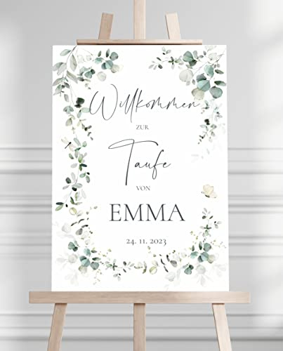 Manschin-Laserdesign Willkommensschild Aluverbund personalisiert - Made in Germany - Welcome Willkommen Schild für Taufe, Geburtstag, Firmung, Kommunion, Konfirmation (60x40cm)