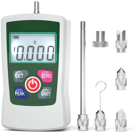 50N/5kg/11lb/180oz Trigger Pull Gauge, Belt Tension Gauge w/ 6 Force Gauge Attachments M6 & Backlit LCD, Digital Dynamometer Push Pull Force Gauge Thrust Tester w/Portable Case