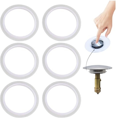 6 Pieces of Silicone Sealing Rings, Sink Plug Sealing Rings, Drain Bathroom Sink Sealing Rings, Bathroom Bathtub Kitchen Drain Plug Sealing Rings, Pop-Up Drain Cover Silicone Sealing Rings