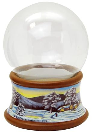 Bastelset DIY Schneekugel Do it Yourself mit Glaskugel und Kunststeinsockel Winterlandschaft brauner Rand Spieluhr möglich – 100mm Durchmesser - 40111
