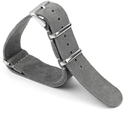 PUCHEN Weiches Wildleder-Armband, 18mm, 20mm, 22mm, 24mm, Nato-Uhrenarmband, Herrenuhr-Zubehör, Grau, 20mm