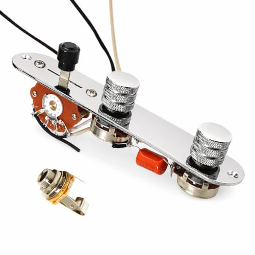 Voll geladene Gitarren-Steuerplatte, vorverdrahteter 3-Wege-Klingenschalter, große Alpha-Potentiometer, orangefarbener Kondensator, gewölbtes Lautstärkereglersystem, passend für Gitarren mit