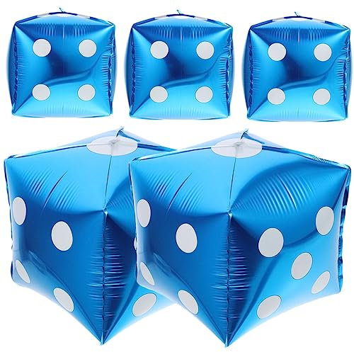 Hohopeti 5 Stück Aluminiumfolie Würfelballons Themenparty Dekorationen Geburtstagsparty Zubehör Wanddekoration Fotohintergrund Für Spieleabend Party (24 Zoll, Blau)