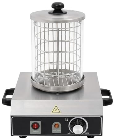 Hot Dog Gerät 350W Edelstahl Bockwurstwärmer 0-85°C Wurstkocher Unterteilbarer Edelstahlkäfig: 16 * 21.5cm Profi Würstchenkocher
