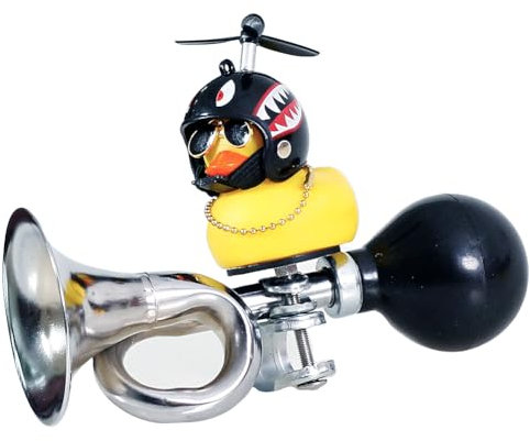 TAOHUAJIANG Fahrradhupe mit kleiner gelber Ente, Fahrradhupe für Kinder, Lufthorn für Fahrradzubehör, Lautsprecher, klassischer Vintage-Stil, Metall, gedreht, Fahrradhupe für Kinder (Silber)