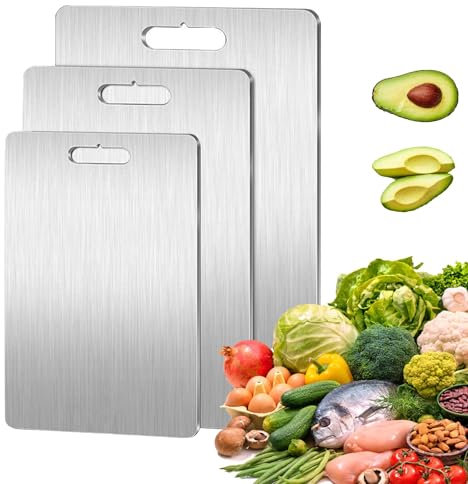 Titan Schneidebrett, Edelstahl - Groß, Mittel und Klein, Cutting Board, Chopping Board, Küchenbrett, Leicht zu reinigen (M- 39 * 28CM)